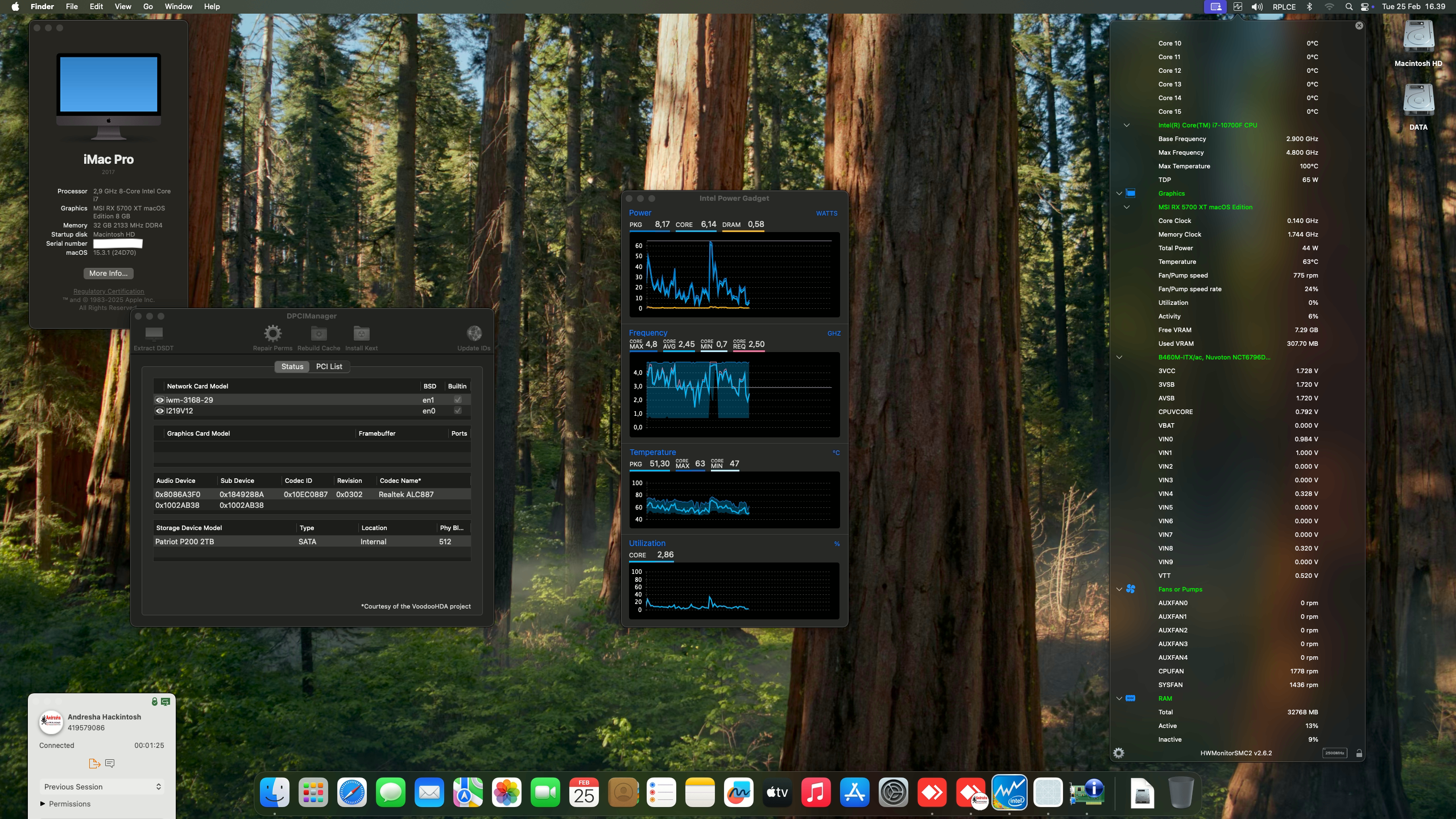 Success Hackintosh macOS Sequoia 15.3.1 Build 24D70 in Asrock B460M-ITX/AC + Intel Core i7 10700F + MSI RX 5500XT